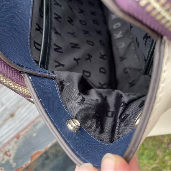 DKNY Colorblock Signature Saffiano Leather Satchel Crossbody Bag $298 Tricolor - Picture 12 of 16